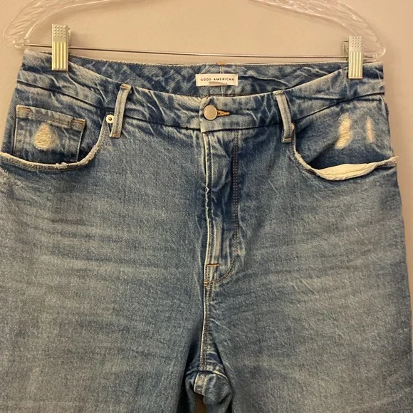 Good American Medium Wash High Waist Straight Leg Jeans Women’s Size 30 - Picture 2 of 10